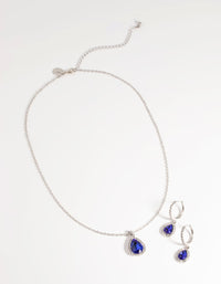 Silver Sapphire Necklace and Earring Set - link has visual effect only
