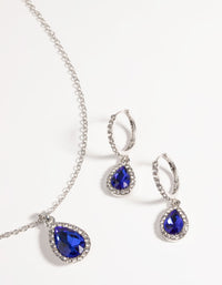 Silver Sapphire Necklace and Earring Set - link has visual effect only