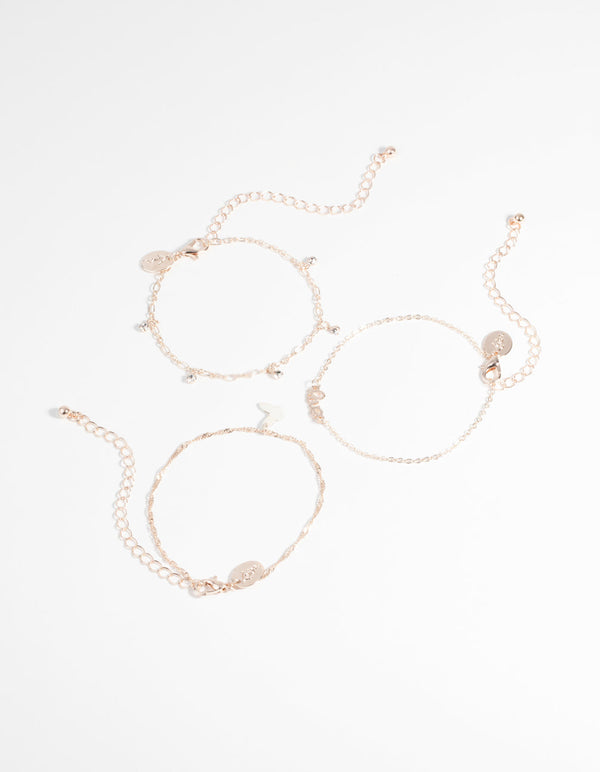 Rose Gold Butterfly Bracelet Set