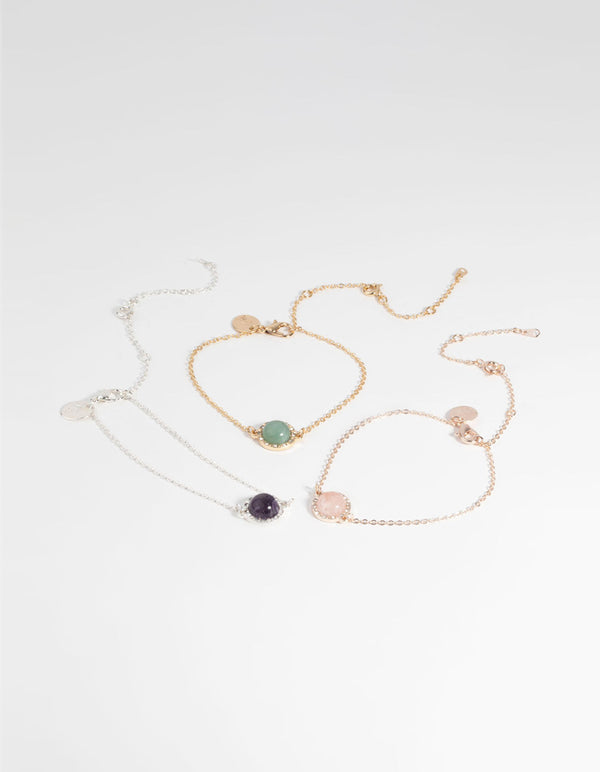 Mixed Metal Semi-Precious Bracelet