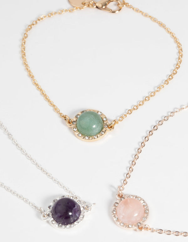 Mixed Metal Semi-Precious Bracelet