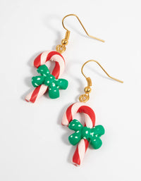 Festive Candy Cane Drop Earrings - link has visual effect only