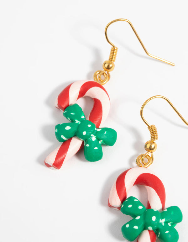 Festive Candy Cane Drop Earrings