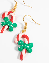Festive Candy Cane Drop Earrings - link has visual effect only