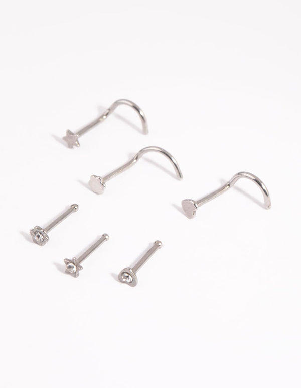 Surgical Steel Heart and Star Nose Studs