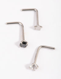 Rose Gold Surgical Steel Star and Diamante Nose Studs - link has visual effect only
