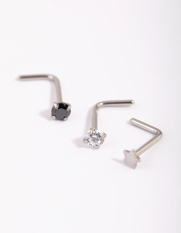 Rose Gold Surgical Steel Star and Diamante Nose Studs