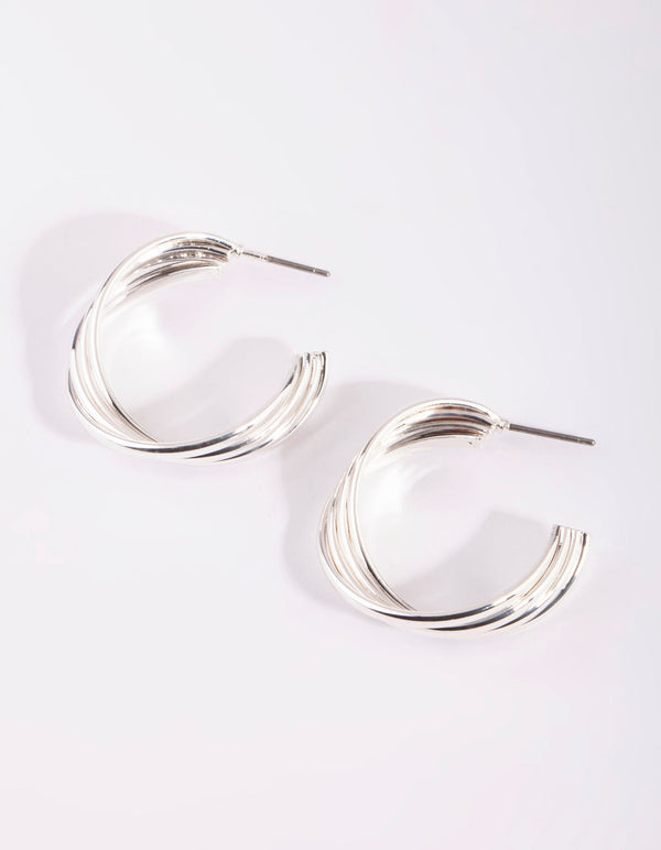Silver Twisted Hoop Earrings