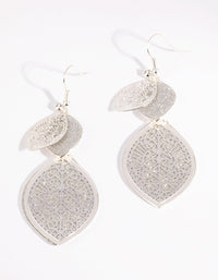 Silver Glitter Leaf Earrings - link has visual effect only