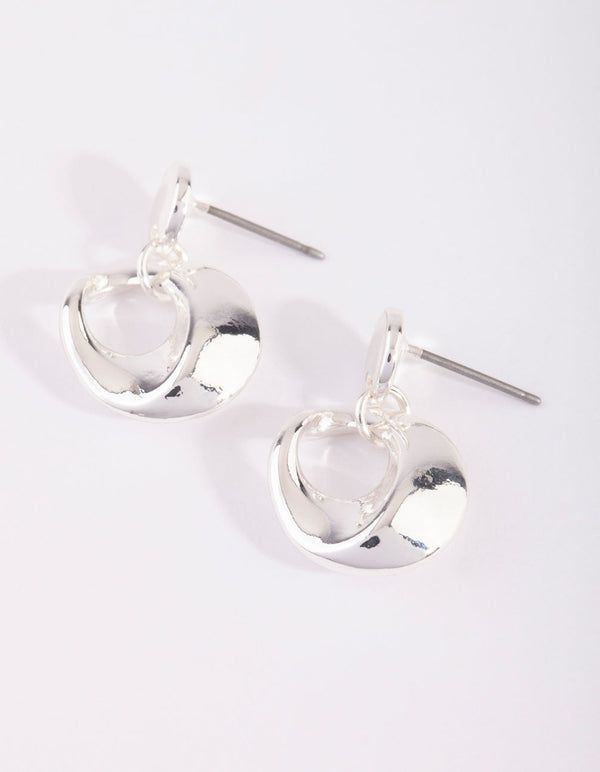 Silver Curve Drop Earrings