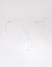 Silver Double Heart Layered Necklace - link has visual effect only