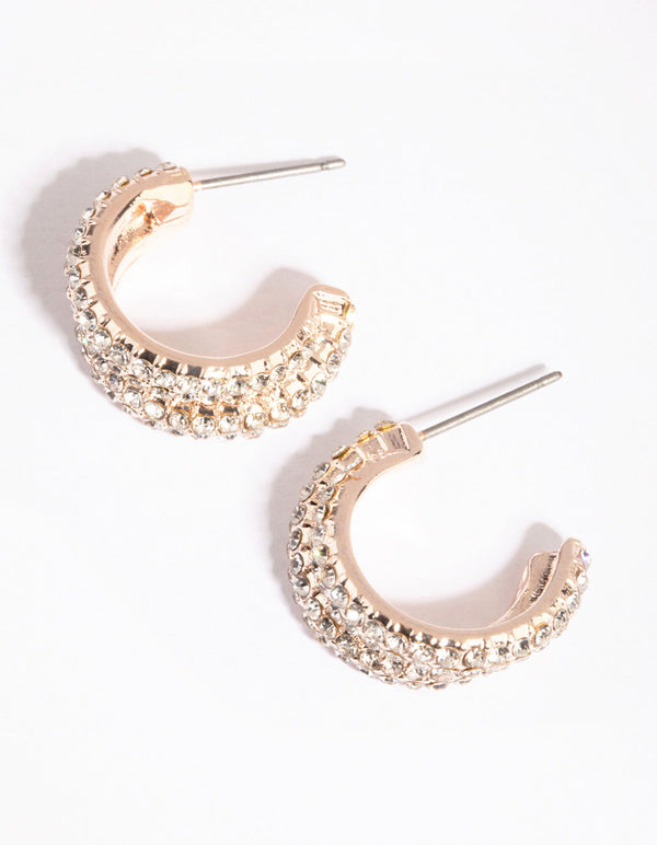 Rose Gold Diamante Double Hoop Earrings