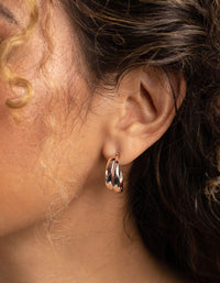 Rose Gold Double Hoop Earrings - link has visual effect only