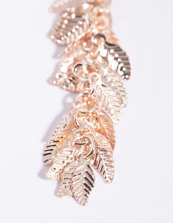 Rose Gold Jingle Leaf Drop Earrings