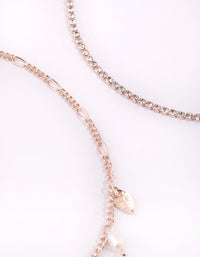 Rose Gold Pearl and Leaf Choker Necklace Set - link has visual effect only