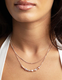 Rose Gold Pearl Layered Necklace - link has visual effect only