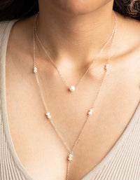 Rose Gold Pearl Layered Necklace - link has visual effect only
