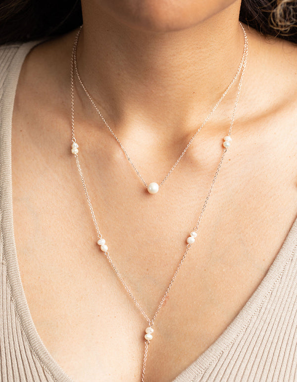 Rose Gold Pearl Layered Necklace