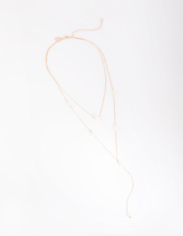 Rose Gold Pearl Layered Necklace