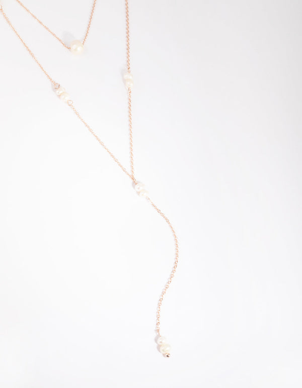 Rose Gold Pearl Layered Necklace