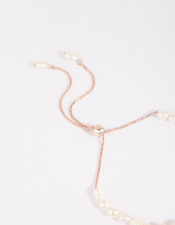 Rose Gold Pearl Toggle Bracelet
