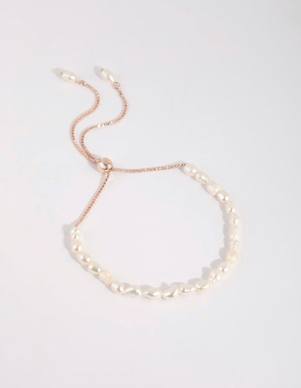 Rose Gold Pearl Toggle Bracelet