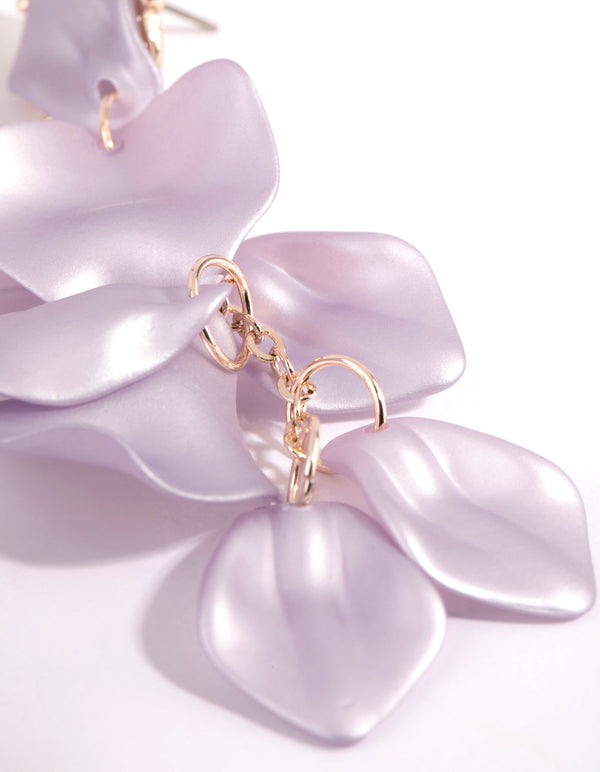 Lilac Petal Drop Earrings