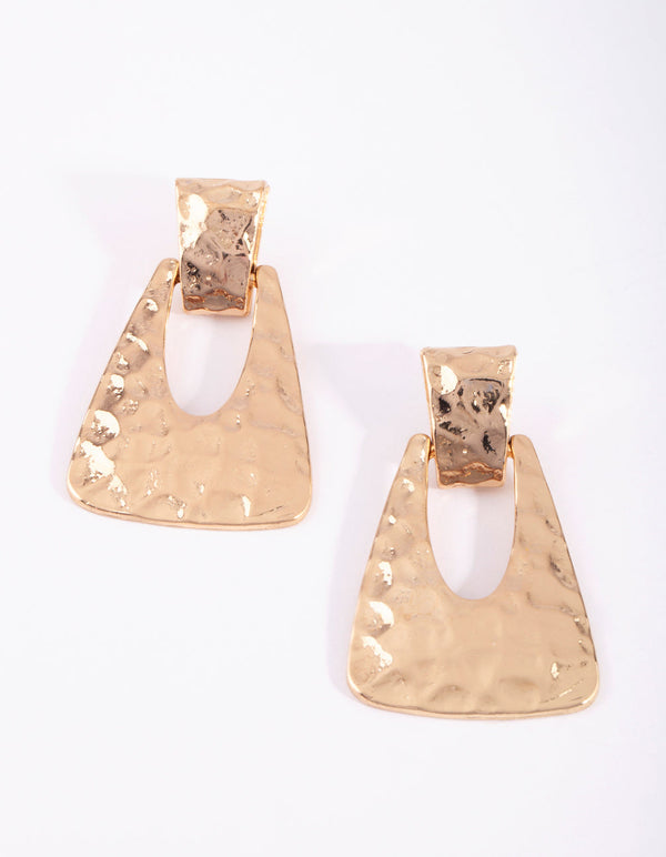 Gold Molten Trapeze Earrings