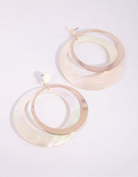 Gold Two Tone Shell Drop Earrings - link has visual effect only