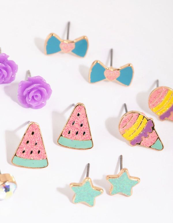 Kids Rainbow Ice Cream Stud Earring Pack