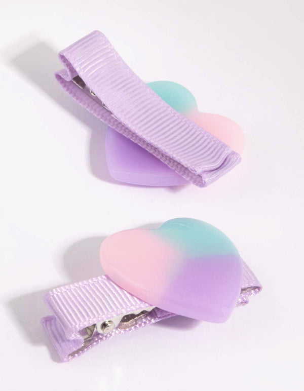 Kids Ombre Heart Clip Set