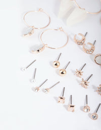 Rose Gold Star and Triangle Stud and Drop Earring Pack - link has visual effect only