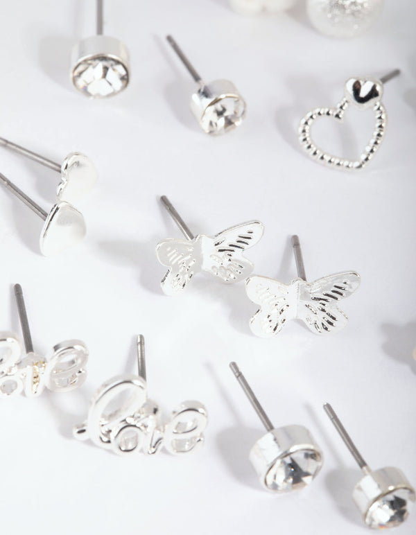 Silver Pearl Mixed Stud Earring Pack