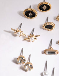 Gold Celestial Diamante and Pearl Stud Earring Pack - link has visual effect only