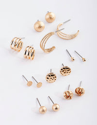 Gold Classic Stud and Huggie Earring Pack - link has visual effect only