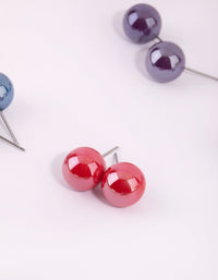 Matte Multicoloured Ball Stud Earring Pack - link has visual effect only