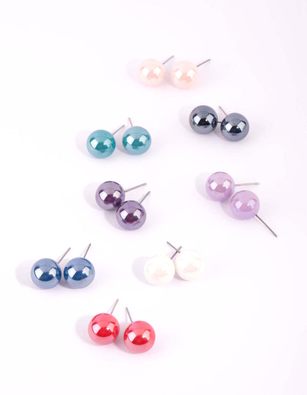Matte Multicoloured Ball Stud Earring Pack