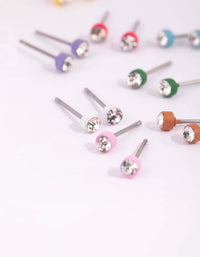 Matte Rainbow Diamante Stud Earring Pack - link has visual effect only