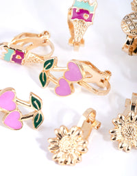 Gold Summer Vibes Clip On Earring Pack - link has visual effect only