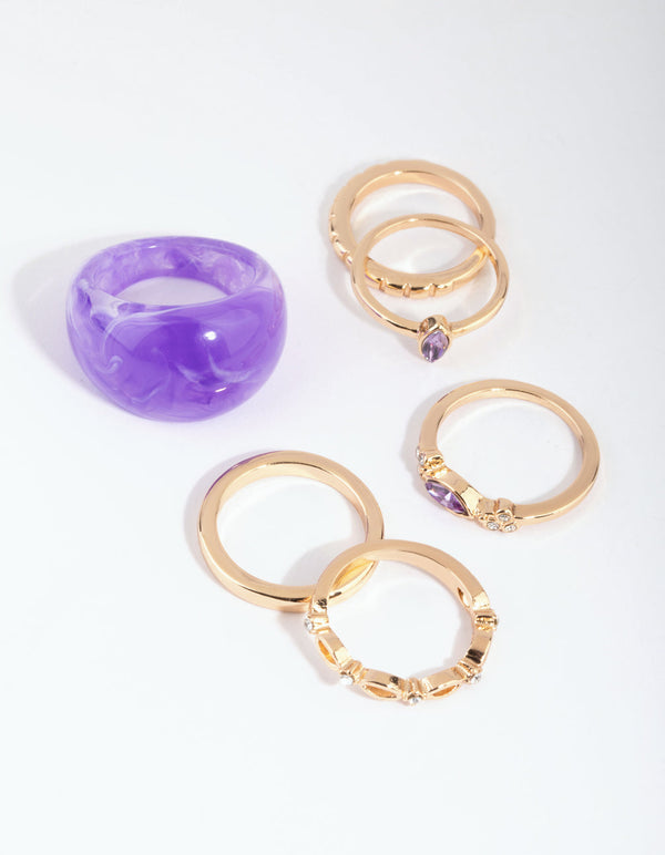 Purple Statement Dome Acrylic Ring Pack