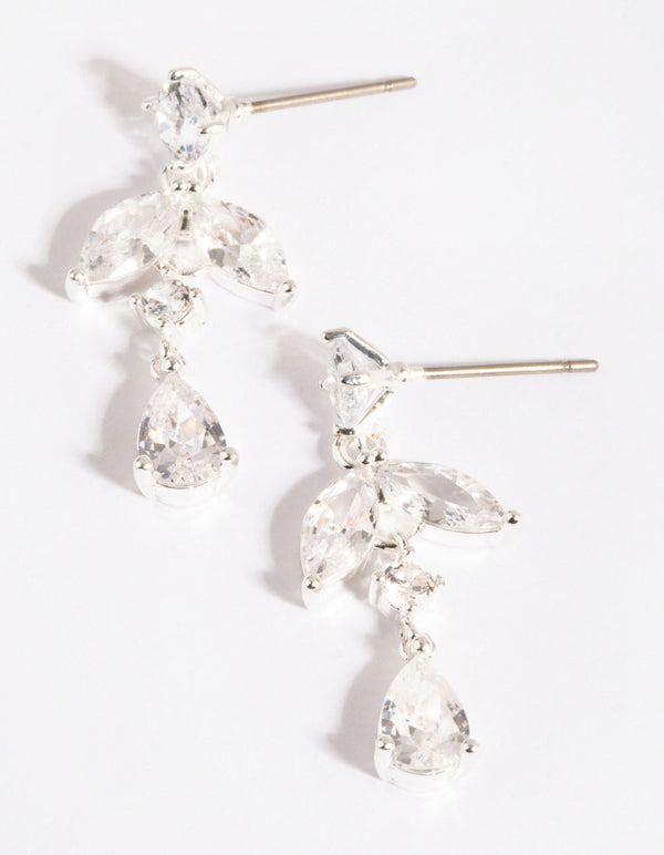 Silver Cubic Zirconia Wing Drop Earrings
