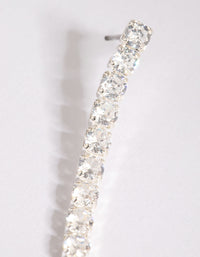 Silver Cubic Zirconia Single Cup Chain Drop Earrings - link has visual effect only