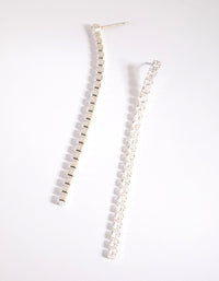 Silver Cubic Zirconia Single Cup Chain Drop Earrings - link has visual effect only