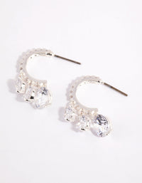 Silver Cubic Zirconia Jingle Huggie Earrings - link has visual effect only