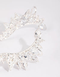Silver Cubic Zirconia Statement Pear Cuff Earrings - link has visual effect only