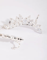 Silver Cubic Zirconia Statement Pear Cuff Earrings - link has visual effect only