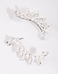 Silver Cubic Zirconia Statement Pear Cuff Earrings - link has visual effect only