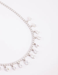 Rhodium Cubic Zirconia Droplets Necklace - link has visual effect only