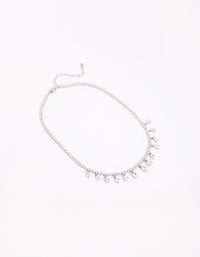 Rhodium Cubic Zirconia Droplets Necklace - link has visual effect only