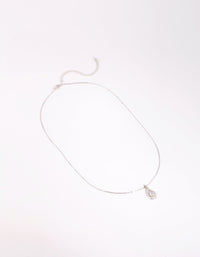 Silver Cubic Zirconia Teardrop Necklace and Earrings Set - link has visual effect only